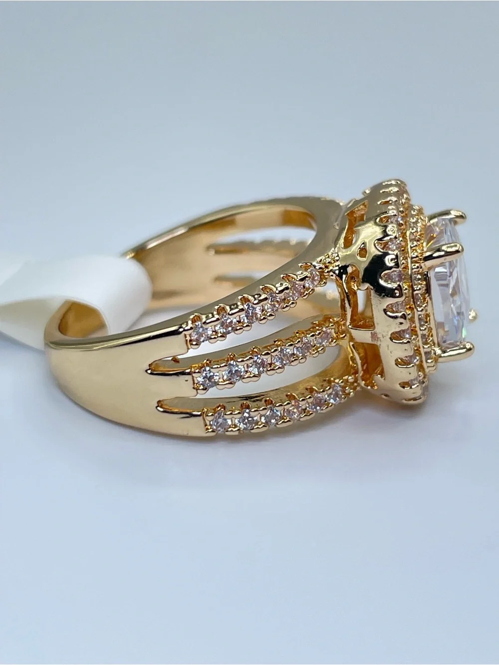 Swarovski Crystal Elements White Crystal Halo Statement Bold Ring Sz 7